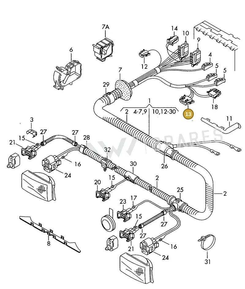535972701 — Volkswagen TRANSPORTER SYNCRO (1996-2003) diagram 179971120, position 13