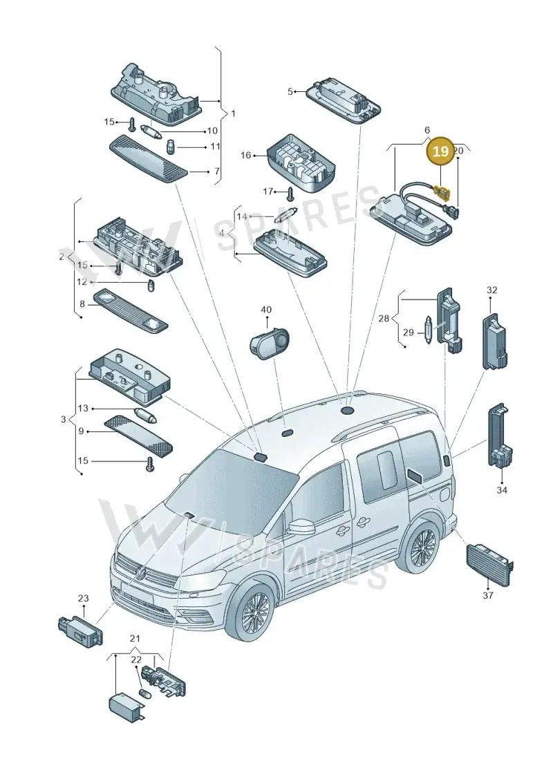 535972711 — Volkswagen Caddy kombi (2015-2020) diagram 866947020, position 19