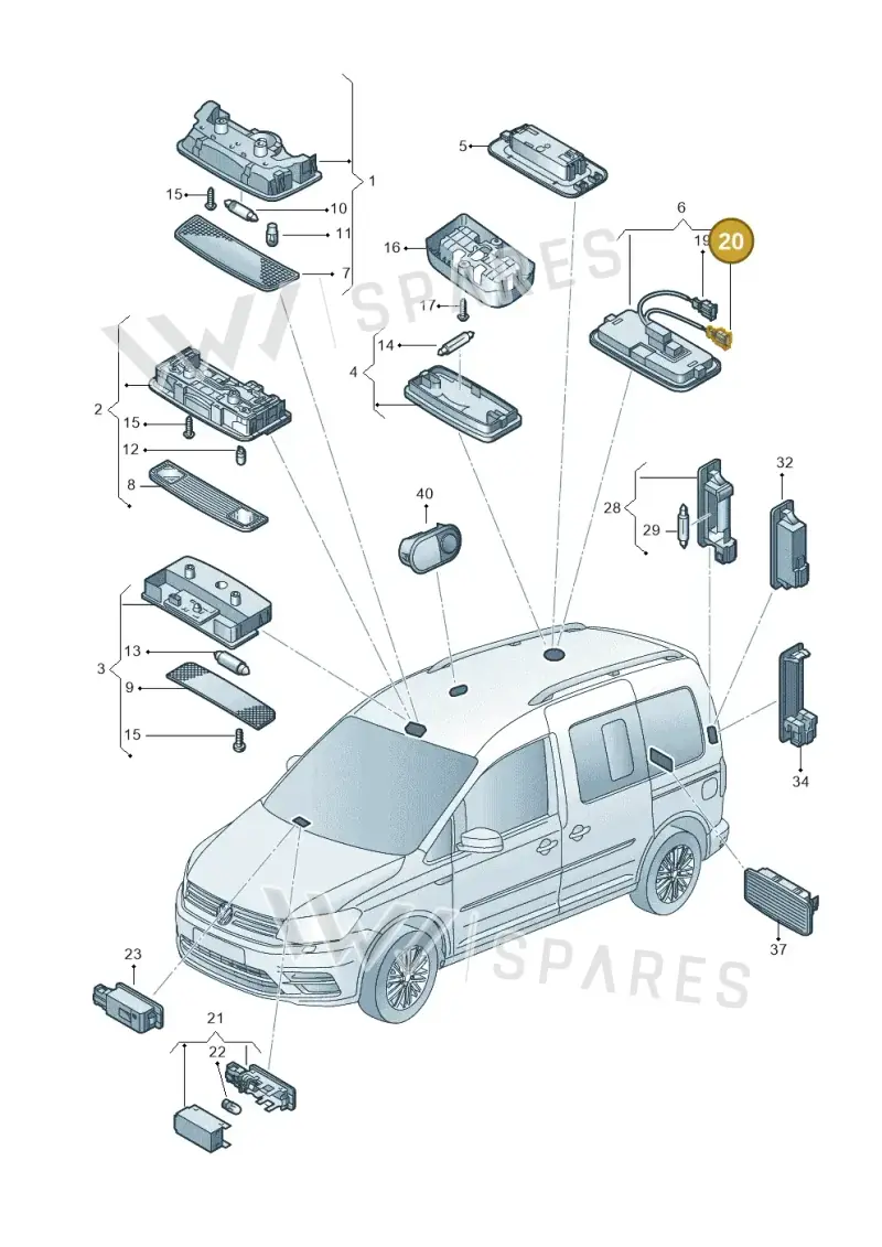535972713 — Volkswagen Caddy kombi (2015-2020) diagram 866947020, position 20