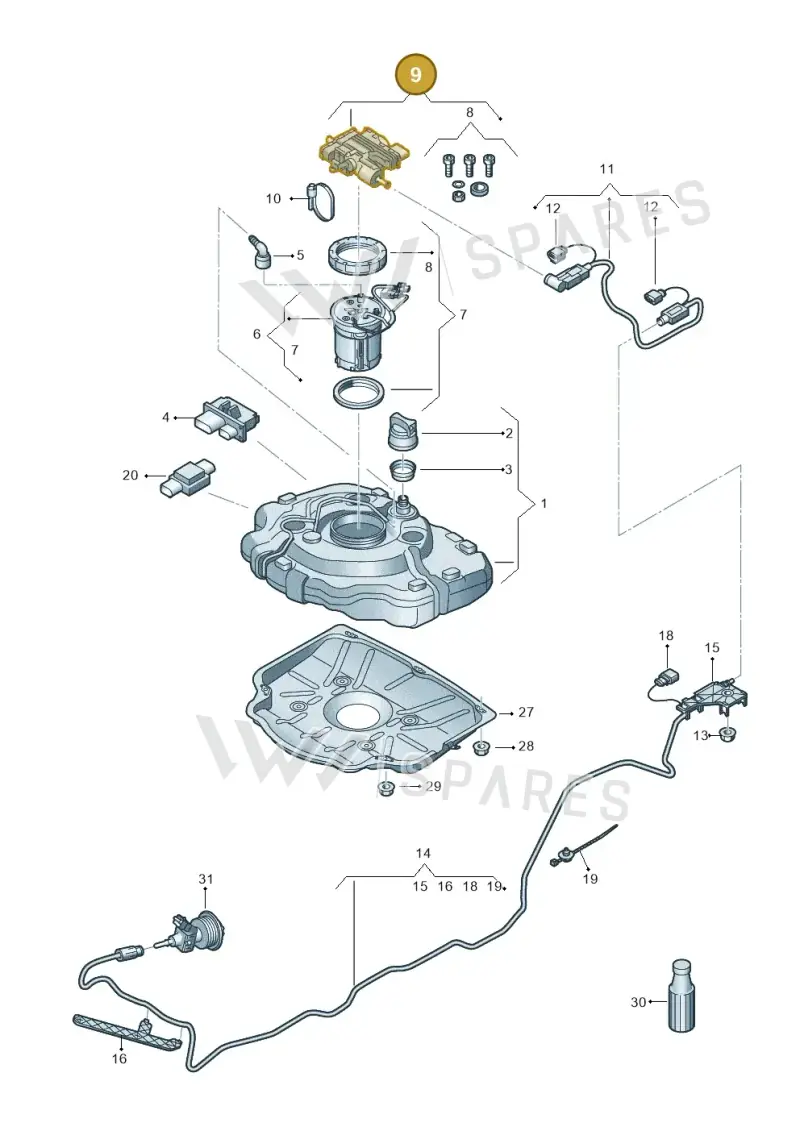 561198969 — Volkswagen Touareg BlueMotion (2014-2018) diagram 787253760, position 9