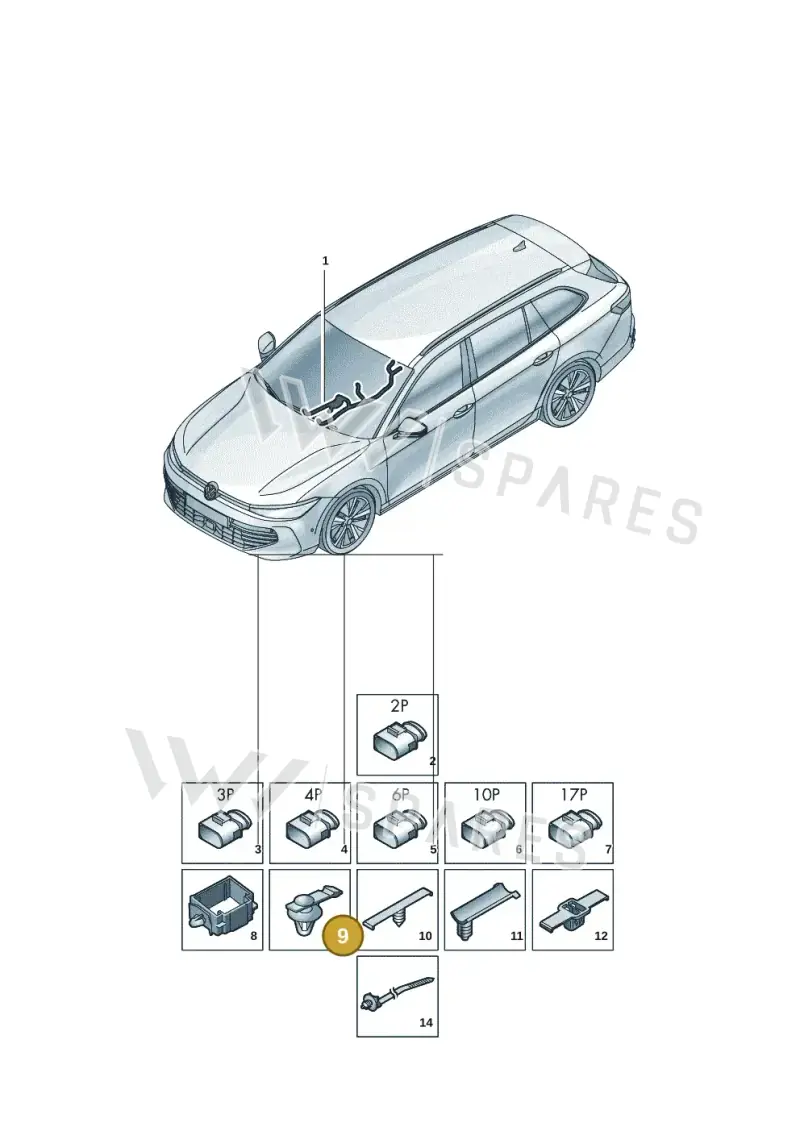 565971890A — Volkswagen Passat estate (2023-) diagram 3j0972050, position 9