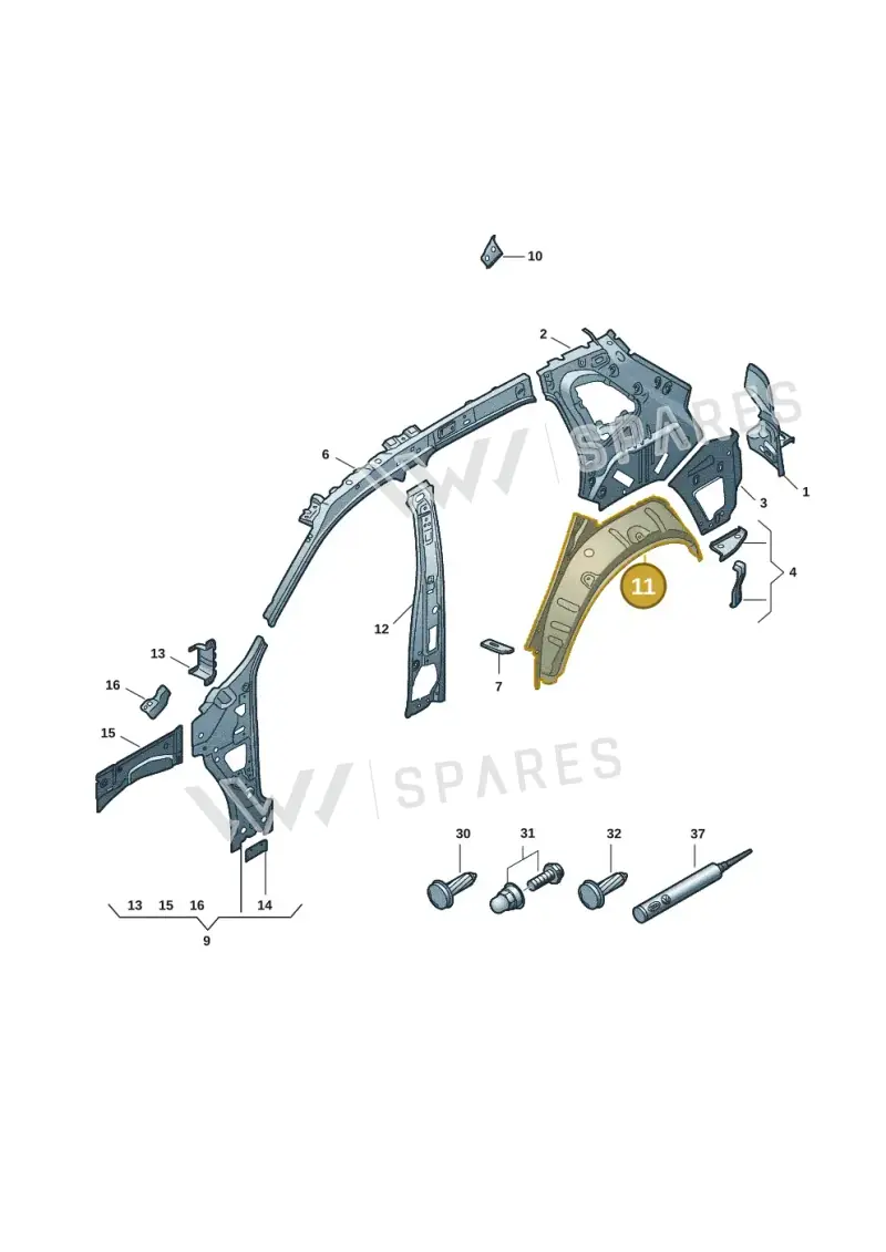571809411 — Volkswagen Tiguan 2.0 (2023-) diagram 57x809000, position 11