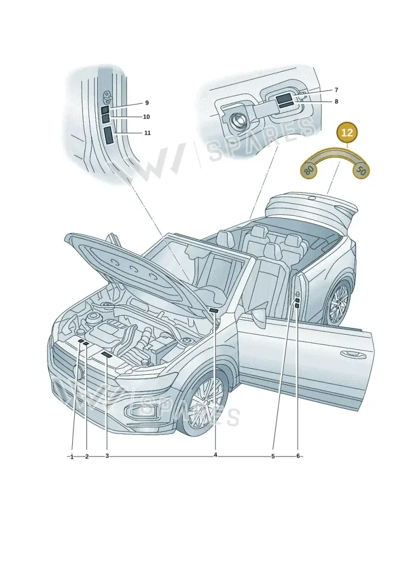 5C0010006 — Volkswagen T-Roc convertible 1.5 (2019-2024) diagram 2gk010000, position 12