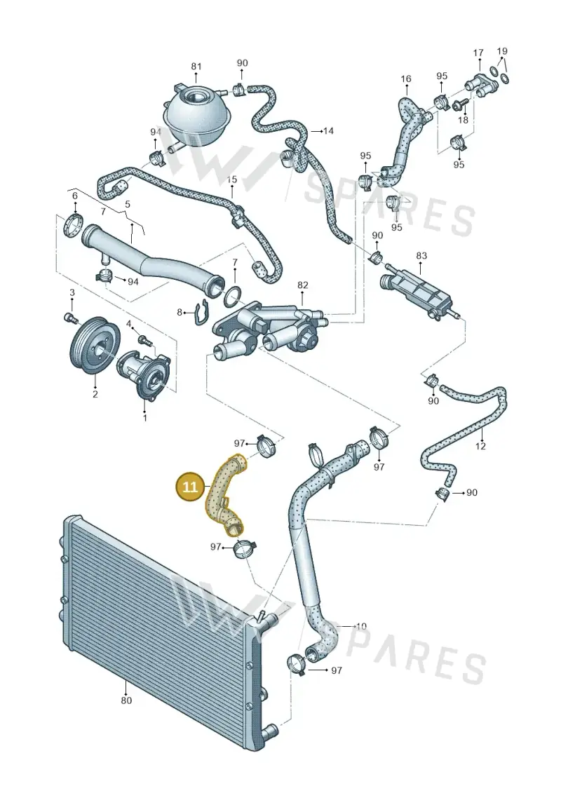5C0122101AG — Volkswagen Jetta 1.6 (2014-2018) diagram 672121300, position 11