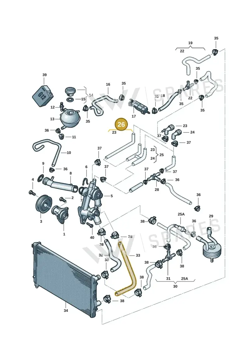 5C0122157J — Volkswagen Jetta (2014-2017) diagram 789121025, position 26