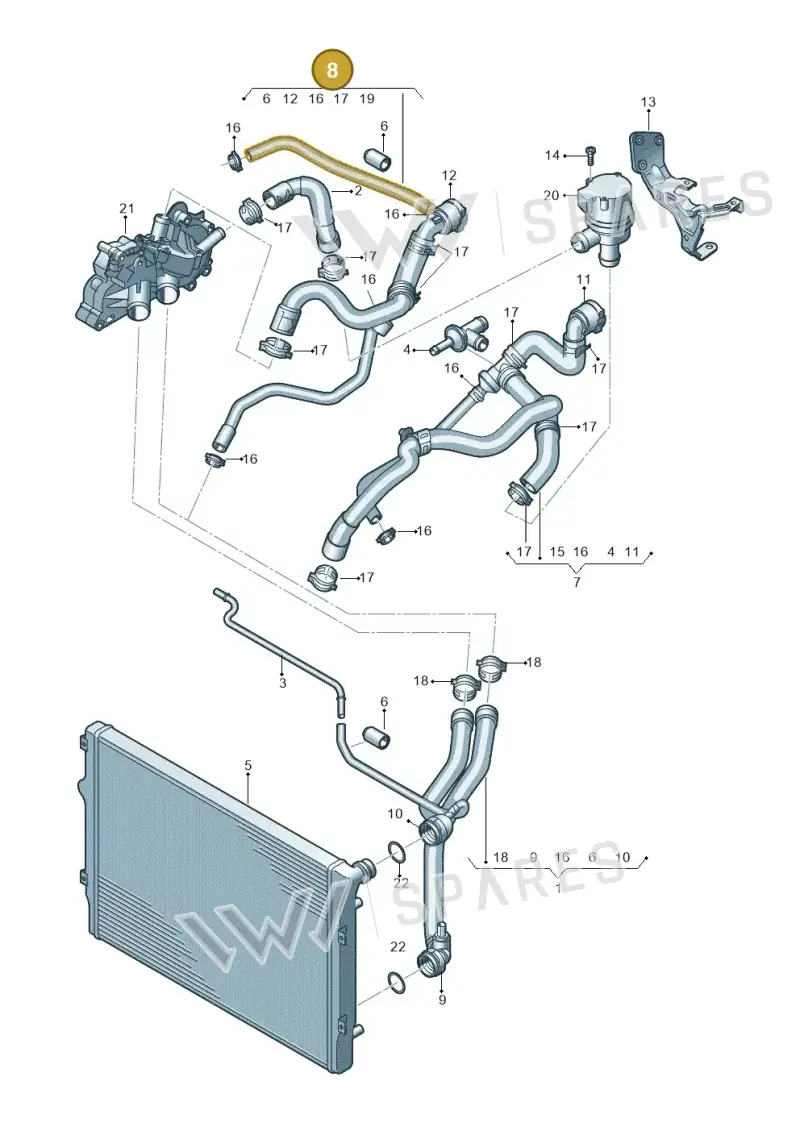 5C0122157M — Volkswagen Jetta (2014-2017) diagram 692121100, position 8