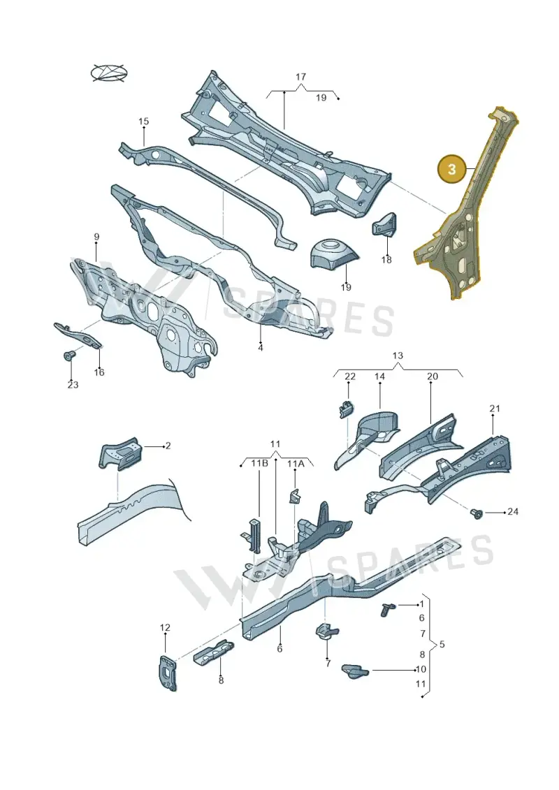 5C3802124 — Volkswagen Beetle Cabriolet (2016-2019) diagram 716803000, position 3