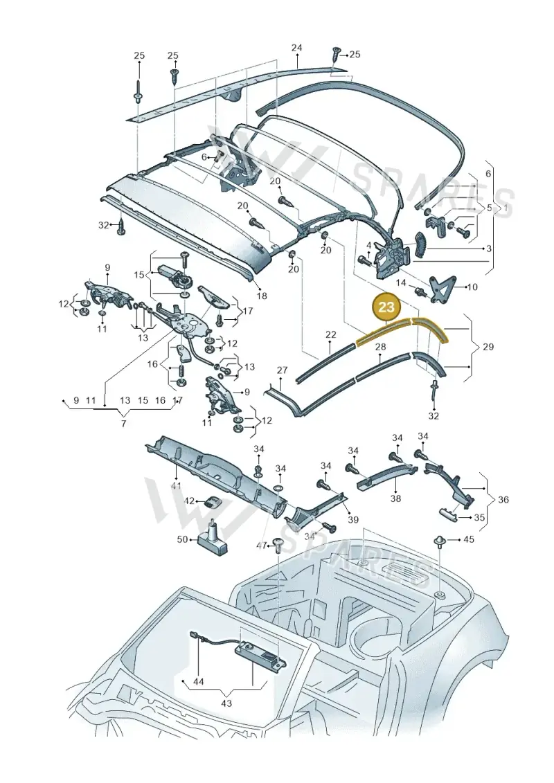 5C3871360 — Volkswagen Beetle Cabriolet (2016-2019) diagram 716871100, position 23