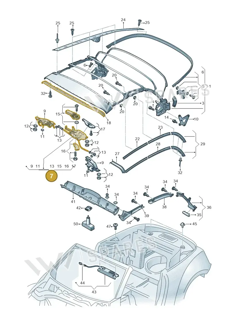 5C3871566A — Volkswagen Beetle Cabriolet (2016-2019) diagram 716871100, position 7