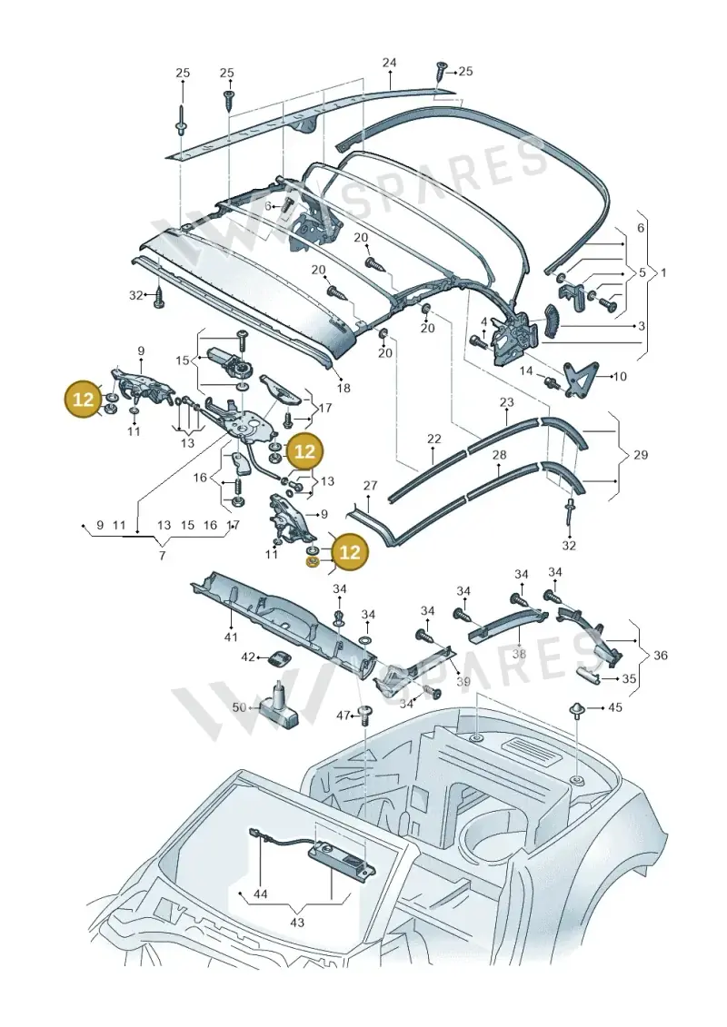 5C3898052 — Volkswagen Beetle Cabriolet (2016-2019) diagram 716871100, position 12