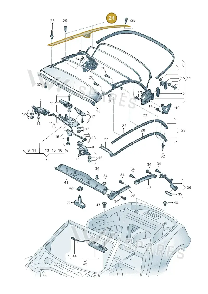 5C3898241 — Volkswagen Beetle Cabriolet (2016-2019) diagram 716871100, position 24