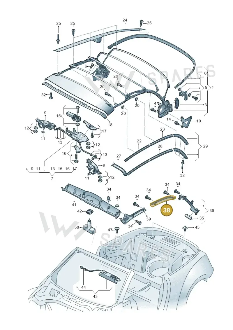 5C3898243A — Volkswagen Beetle Cabriolet (2016-2019) diagram 716871100, position 38