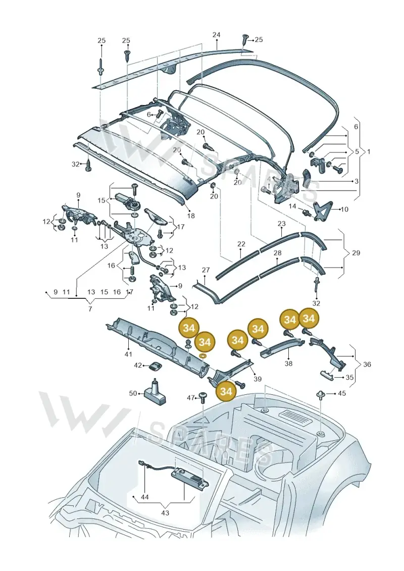 5C3898504 — Volkswagen Beetle Cabriolet (2016-2019) diagram 716871100, position 34