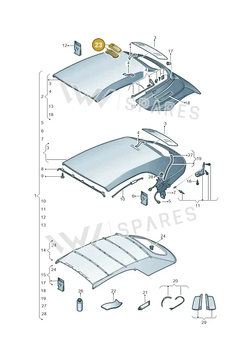 5C3898633 — Volkswagen Beetle Cabriolet (2016-2019) diagram 802871000, position 23