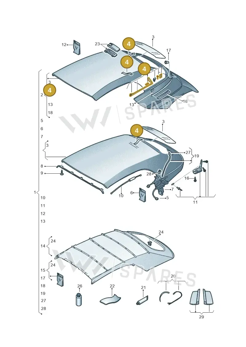 5C3898924 — Volkswagen Beetle Cabriolet (2016-2019) diagram 802871000, position 4