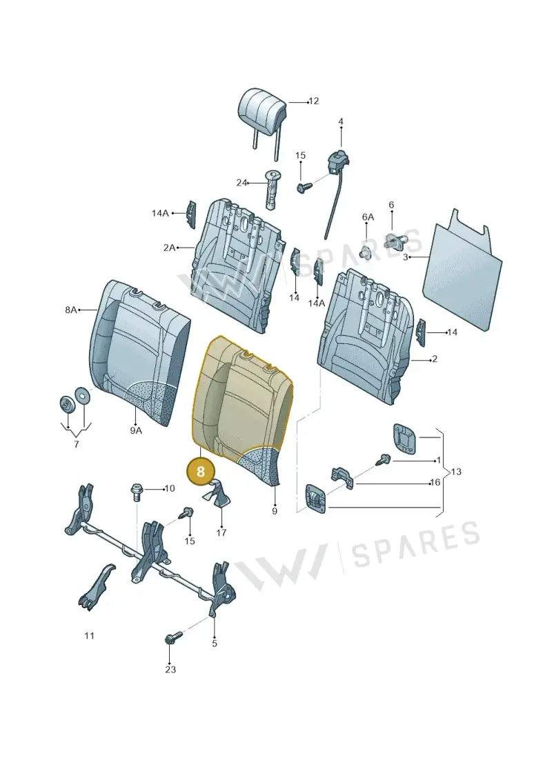5C5885805BEDPV — Volkswagen New beetle (2011-2016) diagram 715885700, position 8