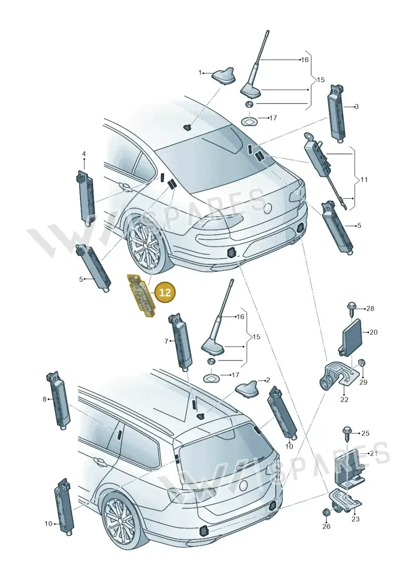 5E5035570 — Volkswagen Passat saloon (2014-2024) diagram 793035100, position 12