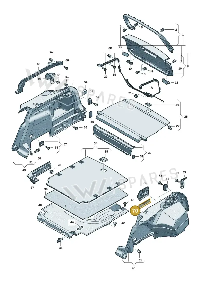 5E58675749B9 — Volkswagen Passat estate (2023-) diagram 3j0867800, position 70
