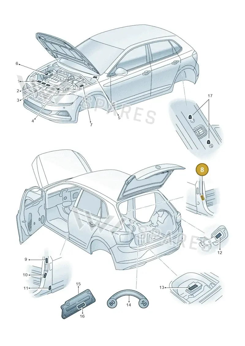 5G0010029J — Volkswagen Taigo (2021-2024) diagram 837010000, position 8