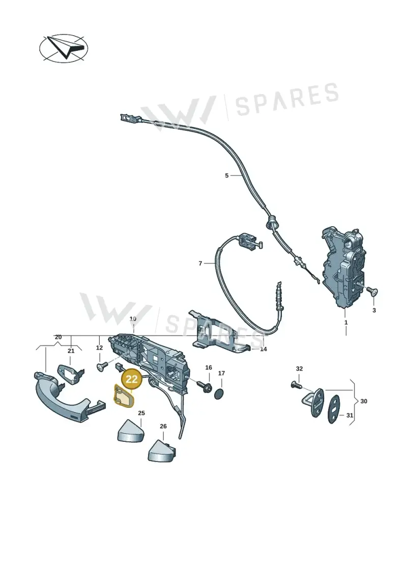 5G0837088B — Volkswagen T-Roc convertible 1.5 (2019-2024) diagram 2gk837000, position 22