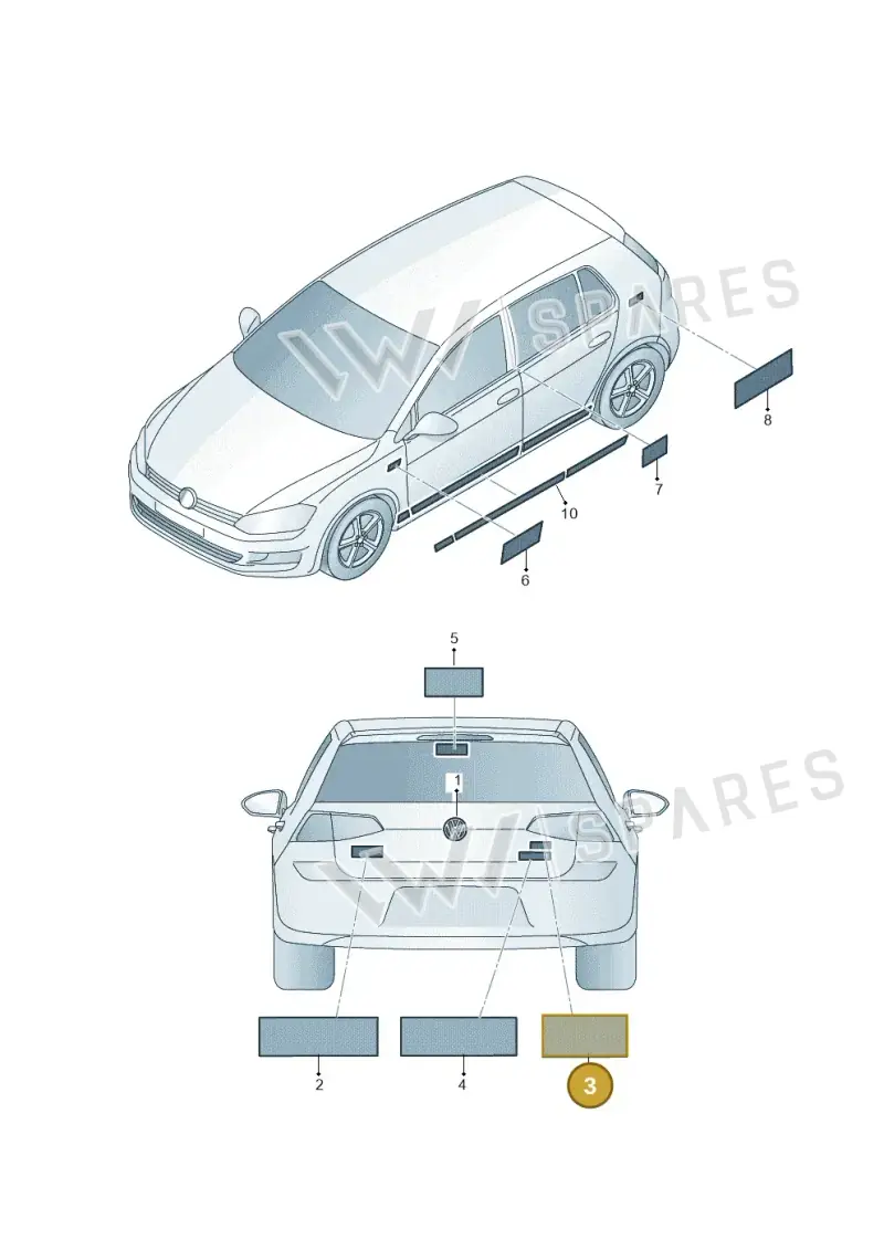 5G0853675G2ZZ — Volkswagen Golf 1.4 BlueMotion (2014-2017) diagram 746853500, position 3