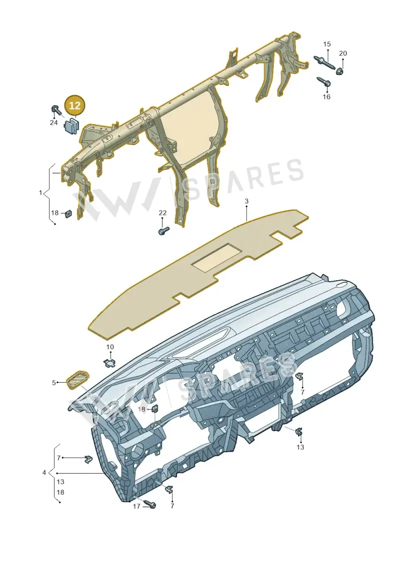 5G0857173 — Volkswagen T-Cross 1,0 (2018-2024) diagram 587857000, position 12