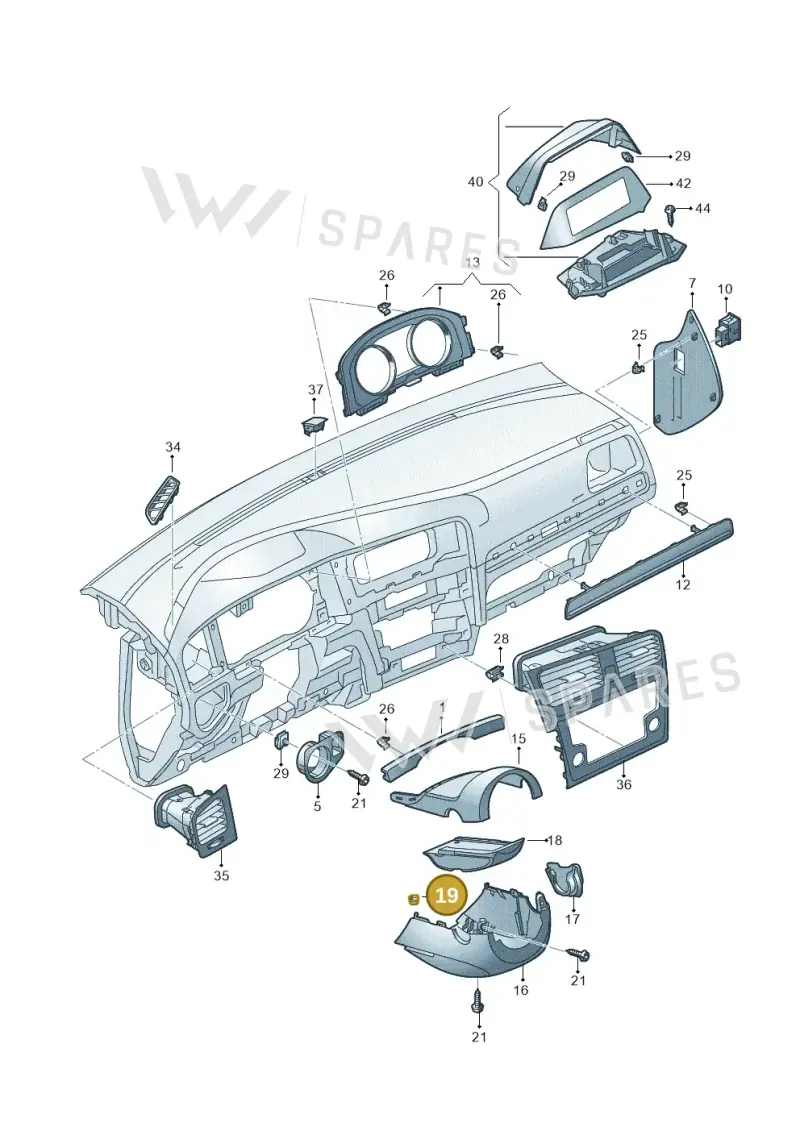 5G0857515 — Volkswagen Golf 2.0 (2016-2020) diagram 763857100, position 19