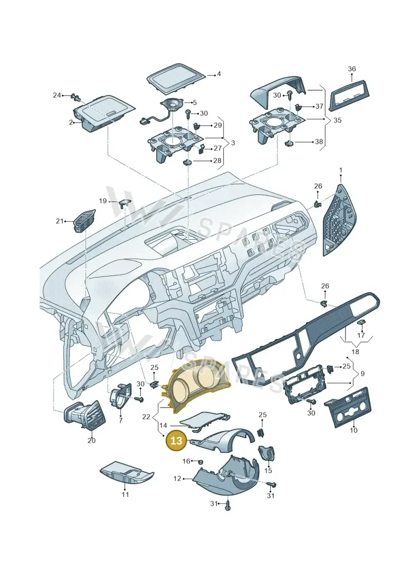 5G0858560A82V — Volkswagen Golf Sportsvan 1.6 (2014-2020) diagram 780857100, position 13