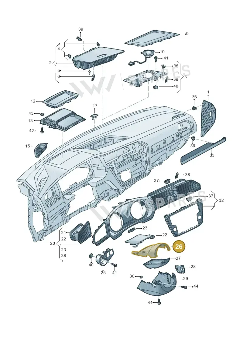 5G0858560A82V — Volkswagen Tiguan 2.0 4Motion (2016-2024) diagram 884857100, position 26