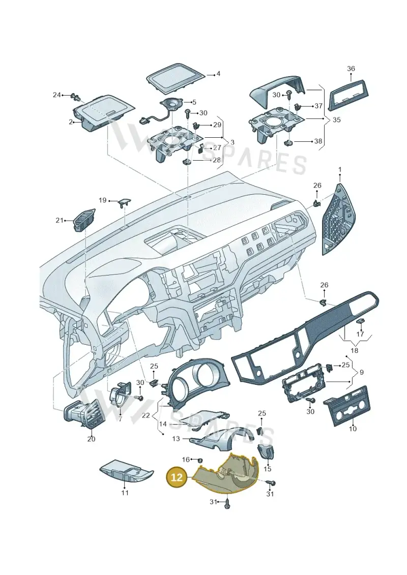 5G0858566H82V — Volkswagen Golf Sportsvan 1.6 (2014-2020) diagram 780857100, position 12
