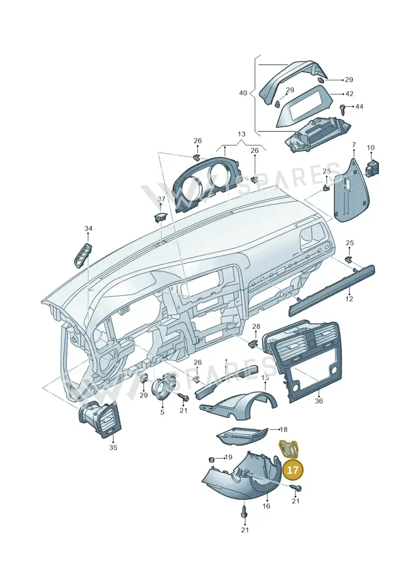 5G0858573 — Volkswagen Golf 2.0 (2016-2020) diagram 763857100, position 17