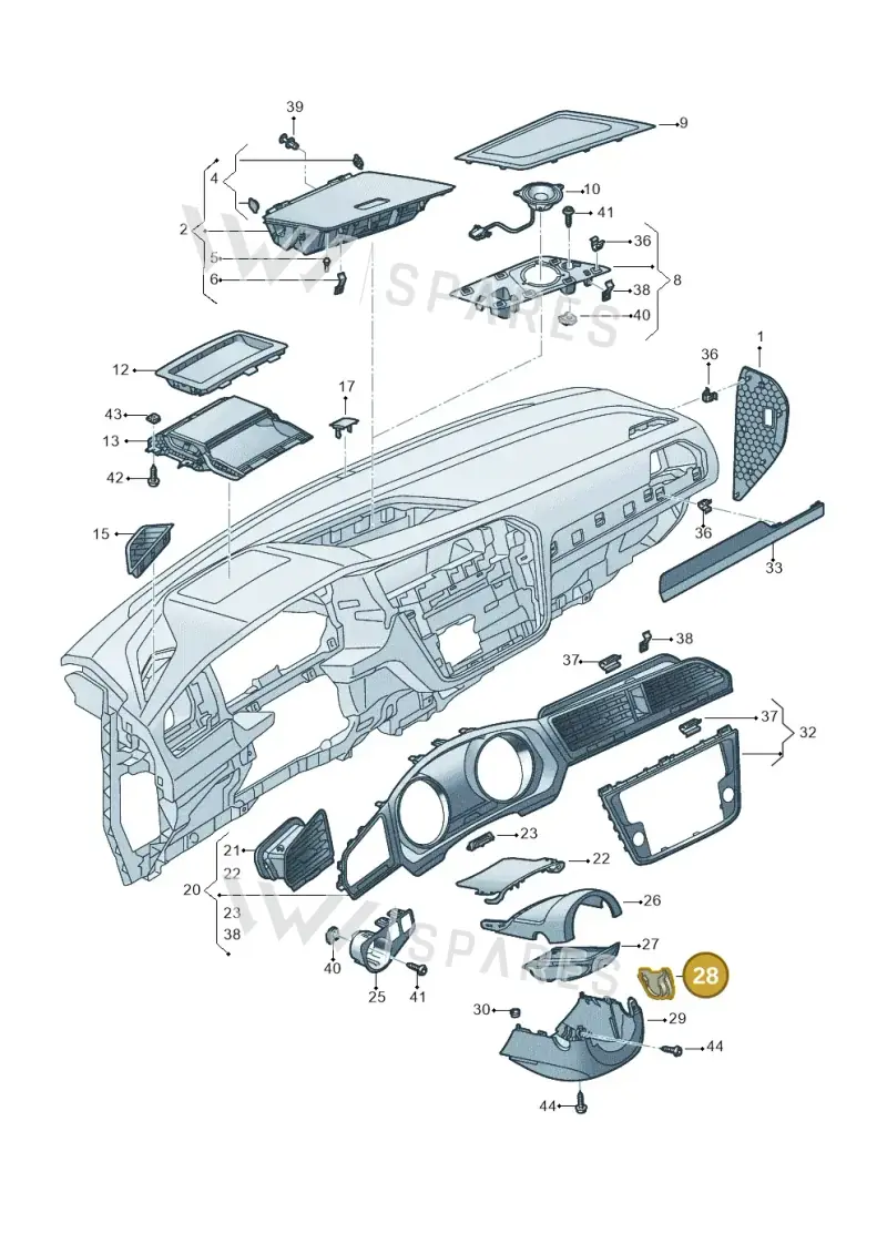 5G0858573 — Volkswagen Tiguan 2.0 4Motion (2016-2024) diagram 884857100, position 28