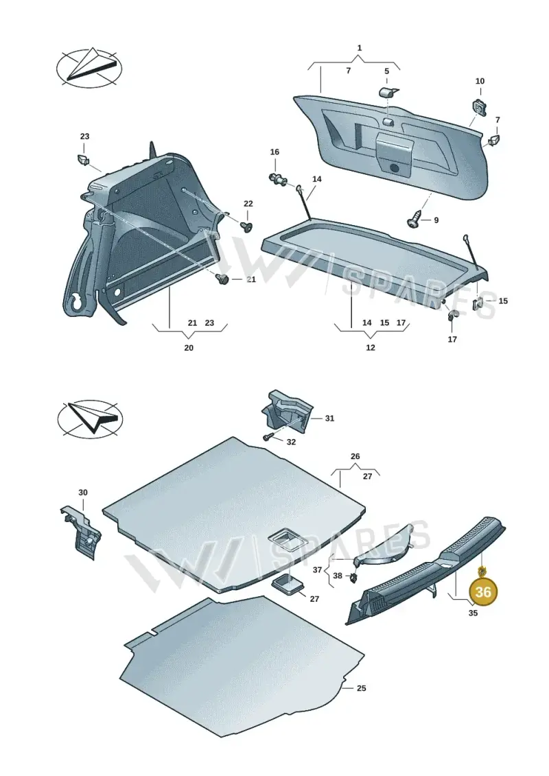 5G0867276 — Volkswagen Taigo (2021-2024) diagram 2f0867080, position 36