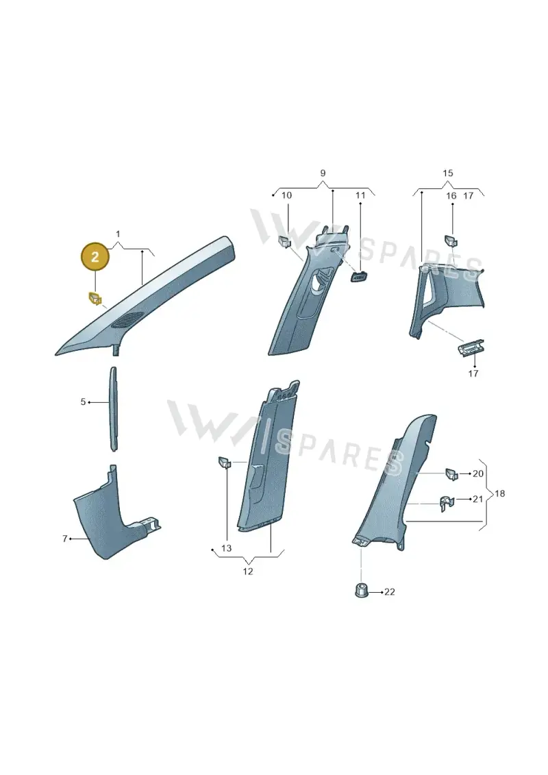 5G0867276A — Volkswagen Taigo (2021-2024) diagram 837867650, position 2