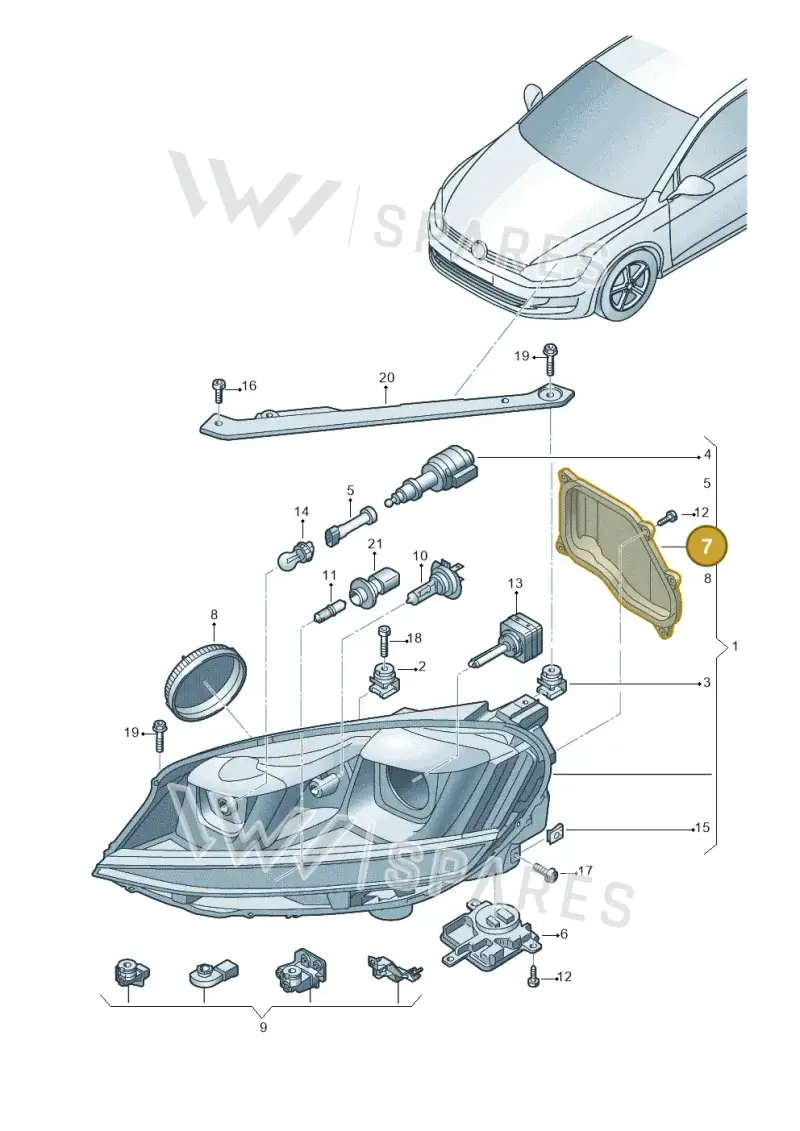 5G0941607 — Volkswagen Golf Estate (2013-2017) diagram 746941100, position 7