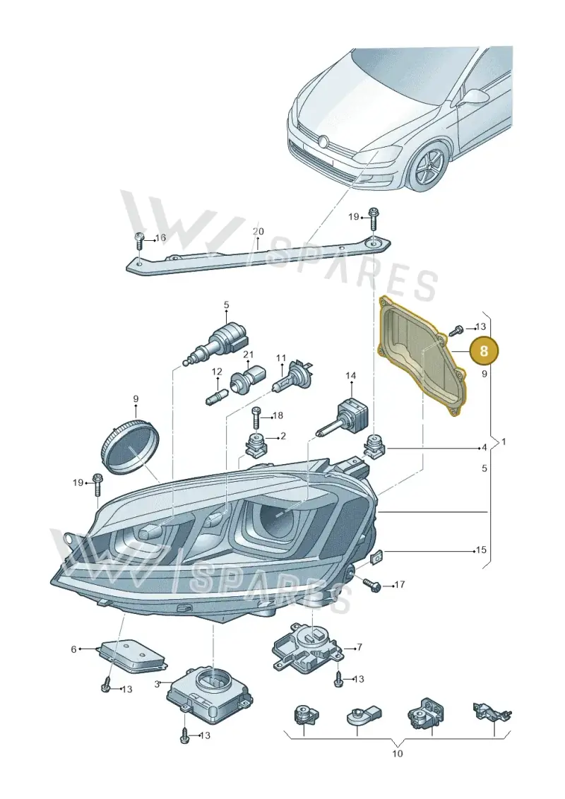 5G0941607 — Volkswagen Golf 1.4 BlueMotion (2014-2017) diagram 746941200, position 8