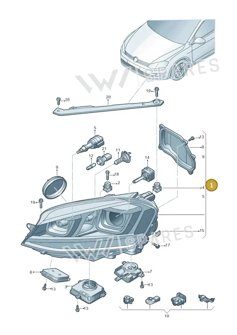 5G0941753B — Volkswagen Golf 1.4 BlueMotion (2014-2017) diagram 746941200, position 1