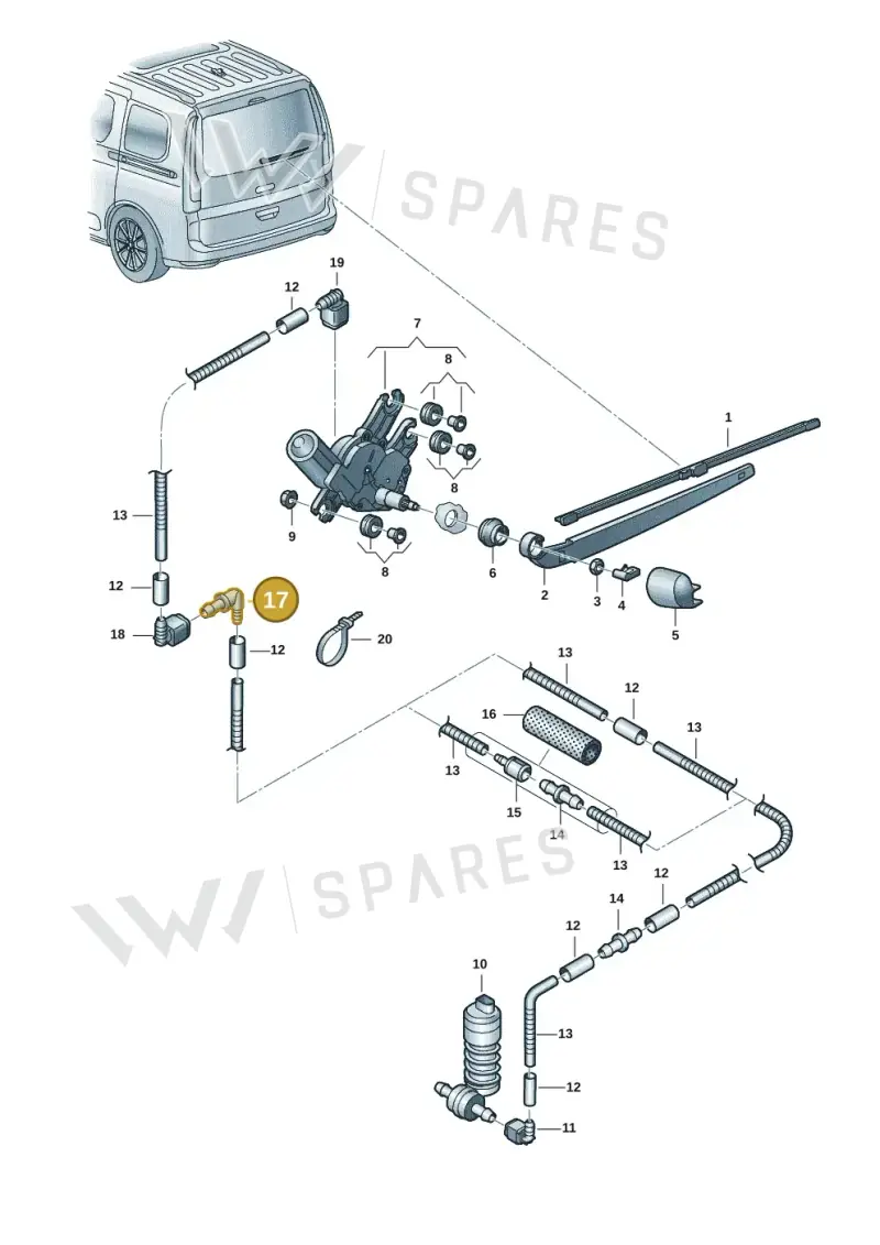 5G0955665 — Volkswagen Caddy Maxi Kombi (2020-2024) diagram 2ka955020, position 17