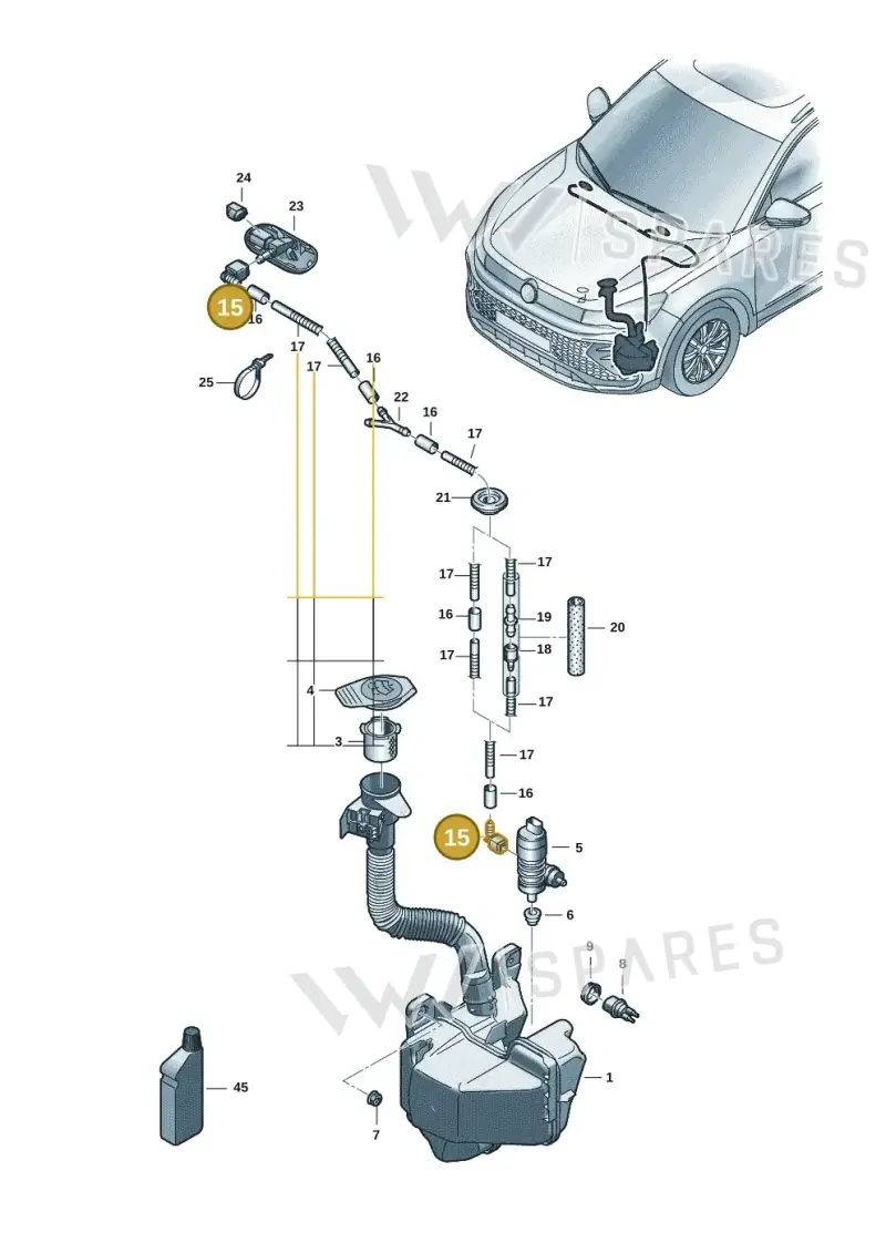 5G0955665 — Volkswagen Tiguan 2.0 (2023-) diagram 57x955100, position 15