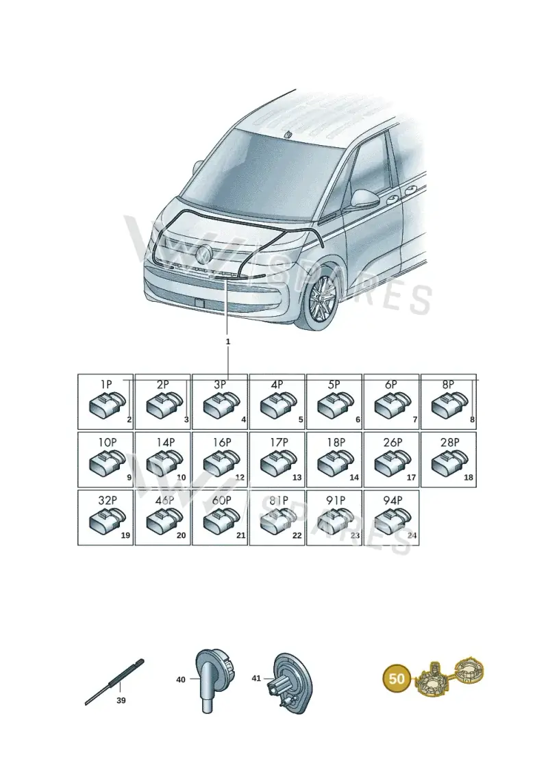 5G0971260 — Volkswagen Multivan (2021-) diagram 7t0971800, position 50