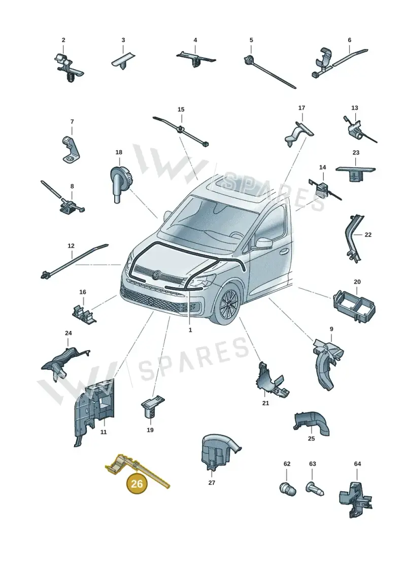 5G0971445B — Volkswagen Caddy Maxi Kombi (2020-2024) diagram 2ka971081, position 26
