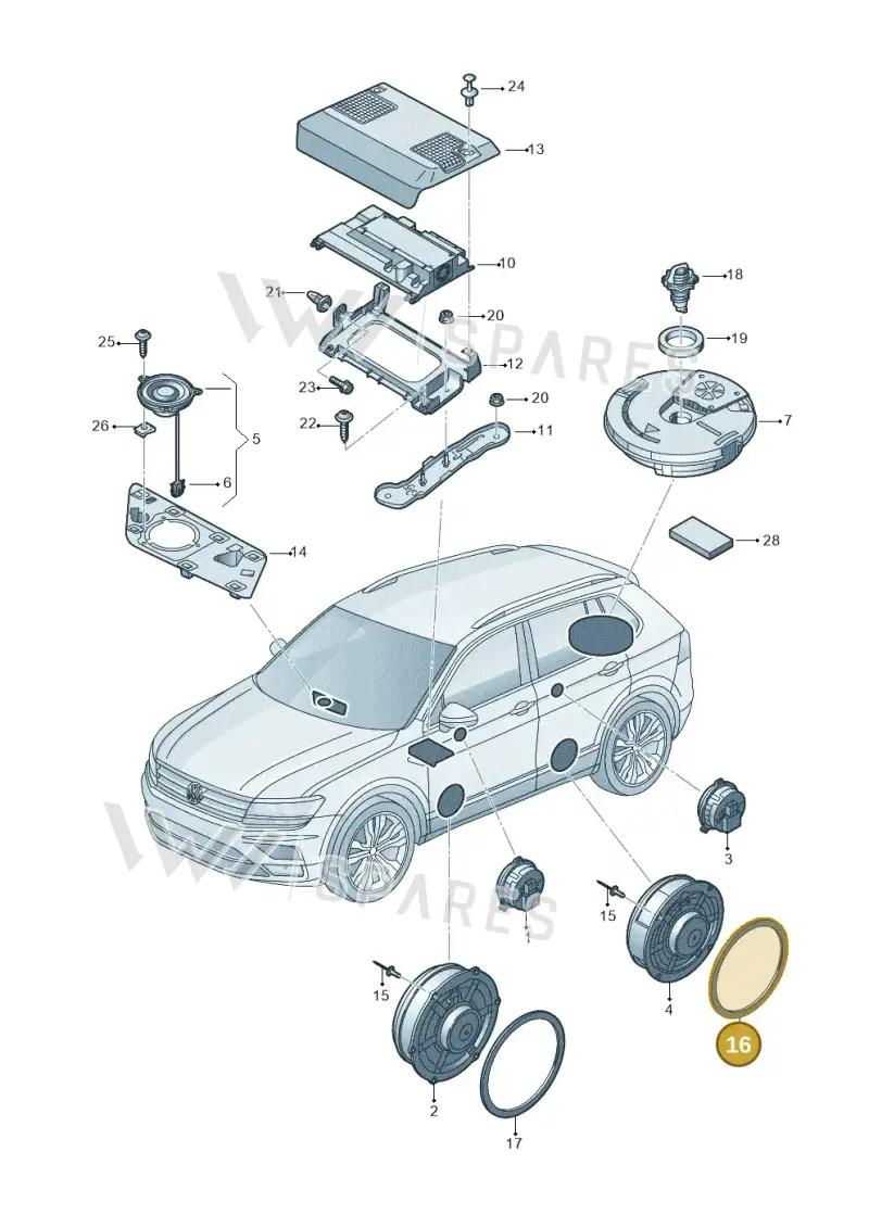5G0971798 — Volkswagen Tiguan (2017-) diagram 884035350, position 16