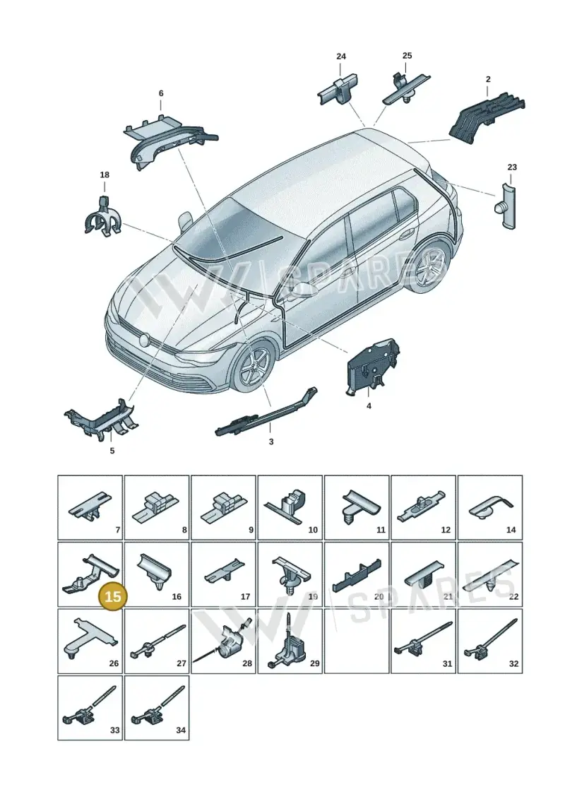 5G0971848 — Volkswagen Golf 2.0 BlueMotion (2019-2024) diagram 5h0971091, position 15