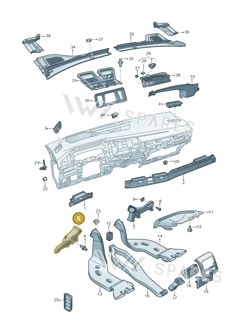 5G2819151 — Volkswagen Golf 2.0 BlueMotion (2019-2024) diagram 5h0819300, position 5