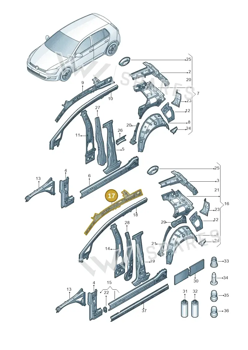 5G4809422 — Volkswagen Golf 2.0 (2016-2020) diagram 827809000, position 17