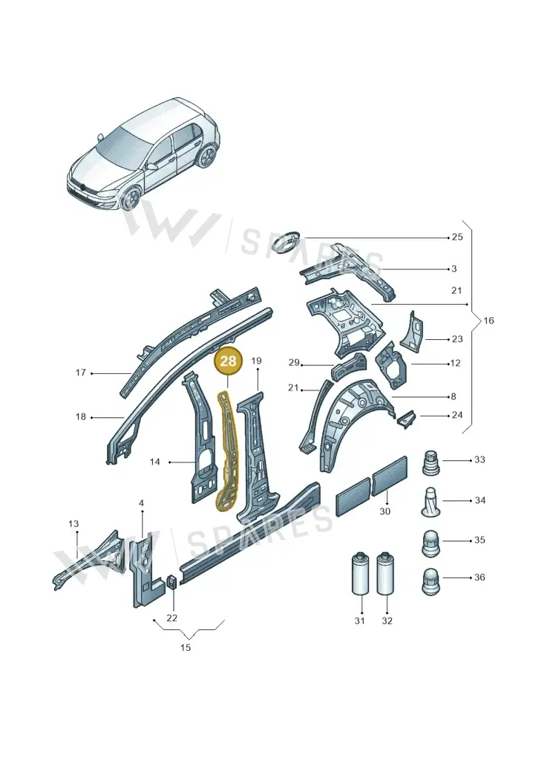 5G4810070 — Volkswagen Golf 1.6 (2015-2019) diagram 867809000, position 28