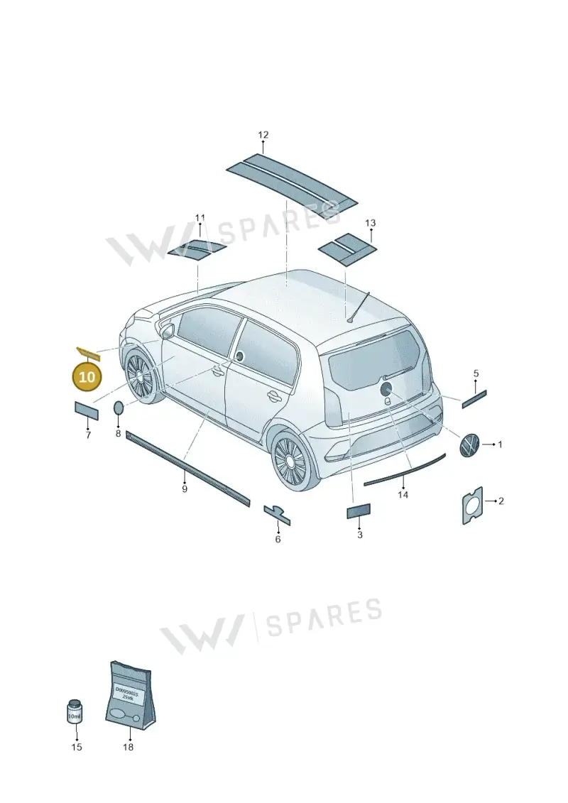 5G4853433DPJ — Volkswagen Up! 1.0 BlueMotion (2016-2023) diagram 892853500, position 10