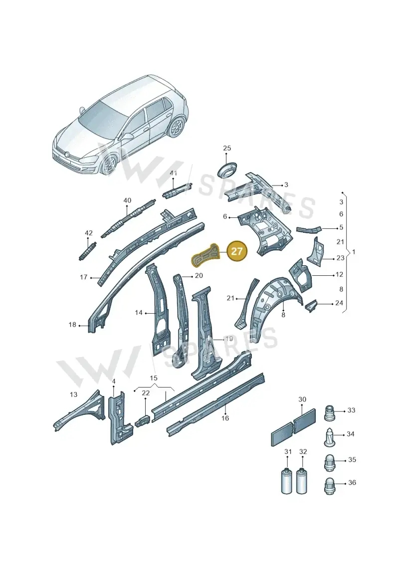 5G6809129 — Volkswagen E-Golf (2019-2020) diagram 598809000, position 27