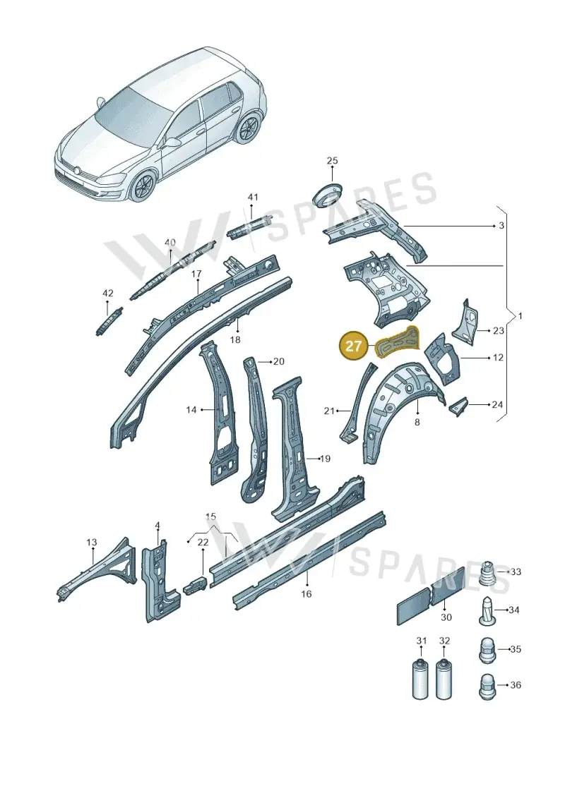 5G6809129 — Volkswagen E-Golf (2014-2021) diagram 774809000, position 27