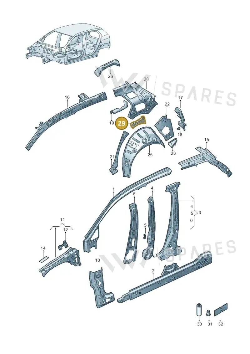 5G6809129 — Volkswagen Golf 2.0 BlueMotion (2019-2024) diagram 5h0809000, position 29